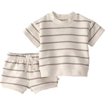 Little Planet by Carter's Boy 2-piece Shorts Set made with Organic Cotton, Beige Stripes, 5T