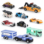 haomsj Truck Toys for Kids 9 PCS Playsets Tow Truck Toy and City Carrier Vehicle,Transport Truck with Die Cast Metal Racing Cars for Boys and Girls Age 3-5 Years