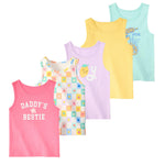 Garanimals Baby & Toddler Girl Icons Tank Tees - Kid's Sleeveless Tank Top - Size 3-6 Months - Light Blue, Yellow, Purple, White, Pink - 5 Pack