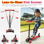 Scooter for Kids 3-7, 3 Wheel Scooters for Boy Girl Toddler Heavy Duty, Kick Scooter with Lean-to-Steer LED Wheels, 4 Adjustable Handlebar, Wide Deck, Safe Metal Rear Brake, 120 lb Capacity,Child Gift