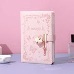 SPIPHY Diary with Lock and Key for Girls Ages 8-12 Journal with Lock for Teen Girls 288 Pages Heart-Shaped Locked Journal for Women, Pink