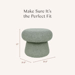 Babyletto Kids Mushroom Pouf - Ottoman Foot Rest - Poofy Plush Teddy Loop Round Footrest Stool for Couch - GREENGUARD Certified Soft & Stuffed, Comfy Pouf Ottoman for Living Room & Nursery Floor, Sage
