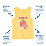 Garanimals Baby & Toddler Girl Fruit Tank Tees - Kid's Sleeveless Tank Top - Size 3-6 Months - Pink, Blue, White, Yellow - 5 Pack