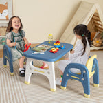 Costzon Kids Table and Chairs, Montessori Play Toddler Activity Table Set w/Storage Shelf and Building Blocks for Preschool & Kindergarten, Cute Dinosau Shape Toddler Desk Set (Easy to Clean)