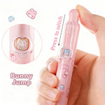 Anxiaoxuan Cute Pink Bunny Mini Gel Pens, Kawaii Rabbit Short Small Pocket Pens, Retractable Click Changeable Images, Tiny Pens Black Ink for Girls, Women, Wallet, Notebook, Set of 8PCS, Bunny