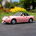 Guarsiliymi 1:24 Scale Car Model Compatible for Collectible MX-5 Toy Vehicle, Zinc Alloy Pull Back Toy Car with Sound and Light for Kids Adults, Birthday Gift Pink