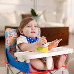 Nuby Easy Go Pop-Up Booster Seat with Removable Tray - 6+ Months - Portable Booster Seat for Floor for Indoor/Outdoor Use - 3-Point Safety Adjustable Straps - Includes Travel Bag - Chevron