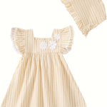 Kucnuzki Baby Girl Clothes Toddler Girls Summer Dress Ruffle Fly Sleeve Casual Sundress Square Neck Cute Outfit for Kids