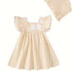 Kucnuzki Baby Girl Dress 12 18 Months Girl Clothes Baby Outfit Beige A Line Causal Toddler Summer Boho Midi Dress Ruffle Sleeve Toddler Outfit Kid Clothes