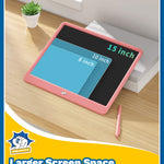 TEKFUN 15 Inch LCD Writing Tablet for Girls Ages 8–12, Large Drawing Tablet for Kids, Screen-Free Writing Pad for Learning & Quiet Time, Creative Christmas Gift for 8 9 10 Year Old Girl (Pink)