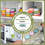 NETANY 6 Pack Glass Baby Food Storage Containers - 4 oz Baby Jars with Lids | Microwave, Dishwasher & Freezer Safe | Includes 10 Labels for Meal Prep & Organization