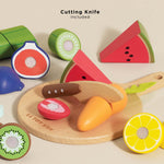 Le Toy Van - Wooden Chopping Board and Super Food Set | Perfect for Supermarket, Food Shop or Cafe Pretend Play – Suitable for Boys & Girls Age 24+ Months