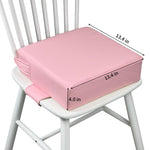 Booster Seat for Kitchen Chair (PU Material),Toddler Booster Seats for Dining Table Portable for Travel Camping Eating Double Safe Straps Non-Slip Bottom (Pink)