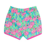 RUGGEDBUTTS Boys UPF50+ Sun Protection Dolphin Hem Swim Trunks - Neon Flamingo Fun, 18-24m