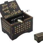 Dream Loom Wooden Music Box, Hand Cranked Laser Engraved Small Musical Boxes for Kids, Play You are My Sunshine Melody