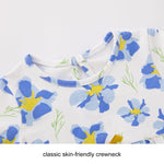 pureborn Baby Girls Dress Short Sleeve Cotton Playwear Dress Summer Floral Dress 0-3 Months Blue Daze
