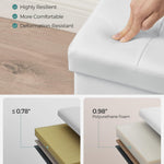 SONGMICS MAZIE Collection - 30 Inches Storage Ottoman Bench with Flipping Lid, Storage Chest Footstool, Load 660 lb, for Entryway, Living Room, Bedroom, Synthetic Leather, White ULSF45WT