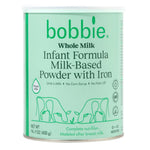 Bobbie Whole Milk Infant Formula can on a white background