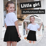 Kionio Toddler Baby Girl Skirts Flared Girls Mini Skorts Stretch Tennis Skater Uniform Athletic Skirts with Shorts Pockets Black