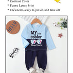 Kucnuzki Toddler Boy Clothes - 2T-3T Boys Long Sleeve Letter Print Shirts & Sweatshirts - Pants Set - Boutique Clothes for Fall & Winter