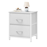 Sweetcrispy Nightstand with 2 Storage Drawers, 20" Height Small Bed Side Furniture End Table, Wooden Top Fabric Cabinet Kids Night Stand Mini Dresser for Bedroom, Closet, Entryway, Dorm, White