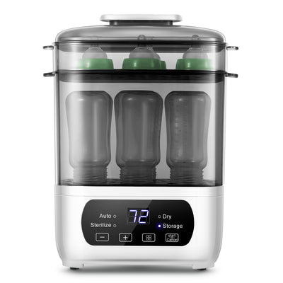 Bottle sterilizer with digital display on a white background