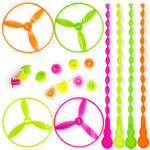 Sepco 50 Pcs Plastic Flying Helicopter Toy Set Flying Twist Disc with Launchers Spinning Bamboo Dragonfly Plastic Propeller for Kids Party Favors Gifts