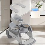 2-in-1 Toddler Potty Training Toilet Seat with Step Stool Ladder – Adjustable Height Potty Chair Urinal for Baby Boys Girls Age 1-3, Foldable Training Potty with Splash Guard & Anti-Slip Feet, Grey