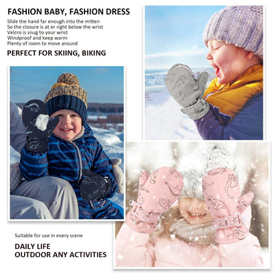 Weradau Fleece Lined Mittens for Baby Boys Girls,Baby Toddler Little Kids Winter Gloves Mittens (6-24 months)