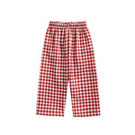 Toddler Baby Boy Girl Gingham Pants Retro Elastic Waist Checkered Plaid Long Pants Casual Sweatpants Bottoms (Wine Red, 9-12 Months)