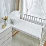 3 Pieces Crib Bedding Set Baby Ruffle Quilted Comforter with Fitted Sheet and Pillowcase - Cute Ruffled Shabby Chic Bedding Soft Blanket Design White