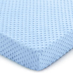 Entisn Pack N Play Sheets Fitted, 26 x 38 Inch Minky Dot Mini Crib Sheet for Boys and Girls, Soft and Warm Fleece Nursery Bedding for Most Mini Crib Mattresses (Light Grey)