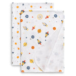 Delta Children 100% Cotton Flannel Baby Receiving Blankets for Girls and Boys – 30x30 Inches (Pack of 2), Space Exploration