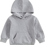 Toddler Baby Boy Girl Hoodies Solid Color Long Sleeve Kangaroo Pocket Hooded Sweatshirt Top Fall Winter Clothes
