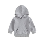 Lukivech Toddler Baby Boy Girl Hoodies Solid Color Long Sleeve Kangaroo Pocket Hooded Sweatshirt Top Fall Winter Clothes (Gray, 12-18 Months)