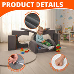 Fvkind 16pcs Modular Kids Play Couch, Kids Couch Building Fort for Playroom and Bedroom, Toddler Modular Play Sofa, Convertible Foam Sofa for Boys and Girls, Grey