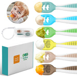 NumNum Baby Spoons Set, Feeding Littles x Silicone Pre-Spoon GOOtensils for Baby Led Weaning, Self-Feeding & Teething, First Stage Toddler Utensils for Ages 6+ Months, 3-Pack, BPA-Free (Neutrals)