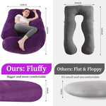 Full Body Pregnancy Pillow - 68Inch U-Shaped Maternity Pillow with Removable Washable Velvet Cover for Back, Legs, HIPS & Belly Support, Improves Sleep for Pregnant Women