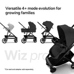Mompush Wiz Pro 4-in-1 Baby Stroller with Bassinet Mode, Full-Size All-Terrain Premium Stroller from Newborn to Toddler, Snack Tray Included for Easy Feeding & Travel, Lay-Flat in Seconds