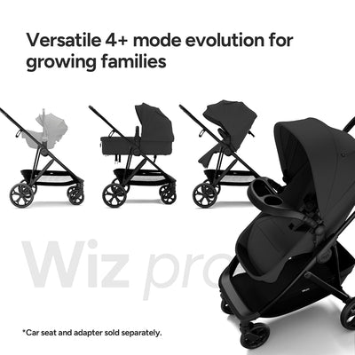 Mompush Wiz Pro 4-in-1 Baby Stroller with Bassinet Mode, Full-Size All-Terrain Premium Stroller from Newborn to Toddler, Snack Tray Included for Easy Feeding & Travel, Lay-Flat in Seconds