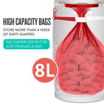 Prince Lionheart Diaper Twist'R - Outsmarts Odors With Patented Twist Technology, Trash Can for Bathroom, Diaper Pail With 2 Refill Bags & 2 Charcoal Sachets