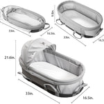 SUNVENO Portable Hand Held Bassinet for Baby with Canopy, Foldable Hand-Held Travel Cradle, 6 Carry Handles, Breathable Mesh, Water-Resistant Bottom, Indoor & Outdoor Baby Travel Bed