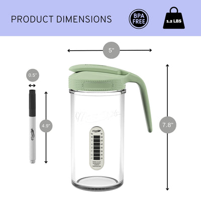 Masontops Breast Milk Storage Kit - 24oz Airtight Mason Jar with Handle, Marker & Stick-on Thermometer for New Moms