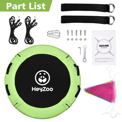 HeyZoo Tree Swing, Saucer Swing 40 Inch for Kids, 900lbs Weight Capacity, with Adjustable Hanging Straps, for Backyard and Outdoor Playground, Yellow-Green