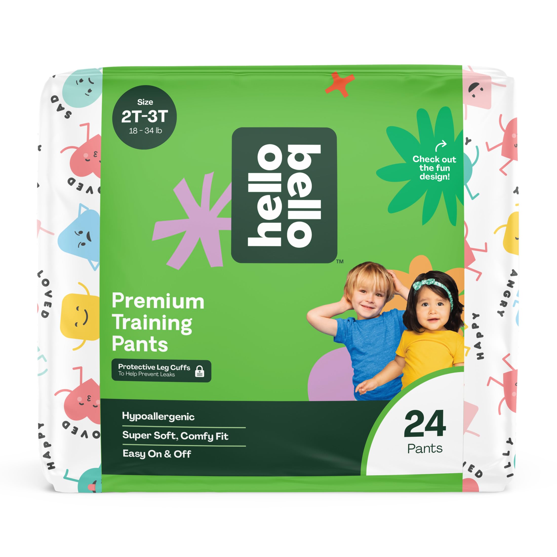 Hello Bello Premium Training Pants 2T-3T, All About Feelings Design, 24ct Jumbo Pack