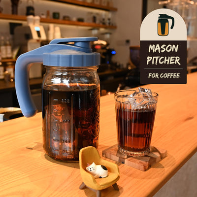 Breast Milk Pitcher 32oz Glass Mason Jar Pitcher with Pour Spout Lid & Leak Proof, 1 Quart Breastmilk Storage Container for Sun Lemonade & Iced Tea, Blue