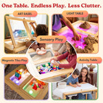 Mama Bear Educational Montessori Sensory Table & Art Easel for Kids & Toddlers | Folding Extendable Legs & Storage Bins, Magnetic Boards & Tiles, Light Box Included | Space-Saving Indoor/Outdoor Play