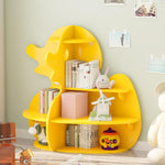 Duck Kids Bookshelf Toddler Bookcase 4-Tier Baby Book Rack Children Toy Storage Organizer Wood Display Shelf for Nursery Playroom Bedroom Classroom School Homeschooling Boy Girl’s Gift (Yellow Duck)