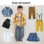 Ilyboz Cute Little Flannels 2 Pack Toddler Baby Boys Girls Plaid Flannel Shirts Jackets Long Sleeve Lapel Button Down Shirt Top Outfit Vintage Clothes