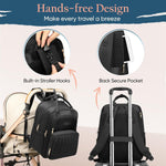 Diaper Bag Backpack - Extra Large Diaper Bag for 2 Kids Twins (Expandable 30-38L) - Travel Baby Backpack with Changing Pad for Mom Dad (Quilted, Water Resistant, Black)